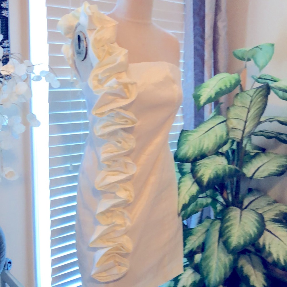 White ruffle party dress